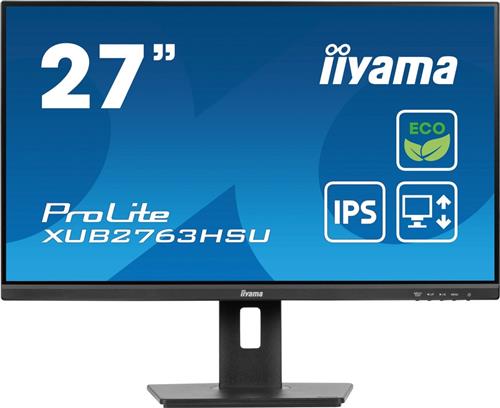 iiyama ProLite XUB2763HSU-B1 - 27 Inch - IPS - Full HD - USB-Hub - energie label B - Verstelbaar