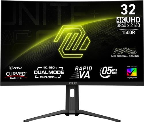 MSI MAG 321CUPDF - 4K UHD Curved Gaming Monitor - Rapid VA - 32 inch - Dual Mode: 4K/160Hz of FHD/320Hz