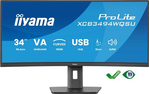 iiyama ProLite XCB3494WQSU-B1 - 34 inch - WQHD - VA - USB-Hub (4x) - Verstelbaar - Curved