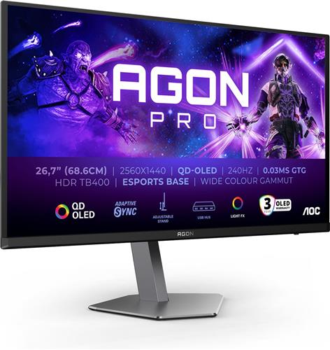 AOC AGON PRO AG276QZD2 - QHD OLED Gaming Monitor - 240hz - Esports Base - 27 inch
