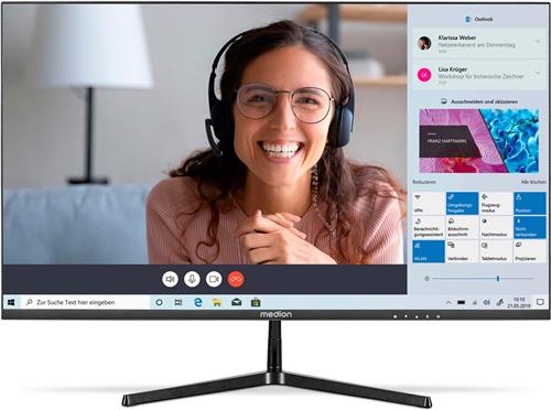MEDION P52218 (22 inch) Full HD breedbeeldmonitor (FHD, 16:9, HDMI, VGA, antitril, antiverblinding, antiblauwlicht, meertalig menu) zwart