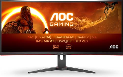 AOC CU34G2XE - WQHD Ultrawide Curved Gaming Monitor - 144Hz - 34 Inch