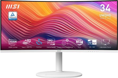 MSI Modern MD342CQPWDE computer monitor 86,4 cm (34") 3440 x 1440 Pixels UltraWide Quad HD LCD Wit