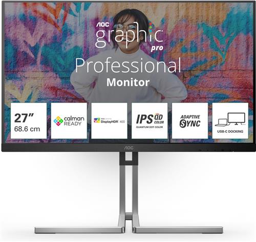 AOC Q27U3CV computer monitor 68,6 cm (27") 2560 x 1440 Pixels 4K Ultra HD LCD Zwart