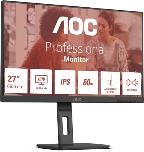 AOC E3 U27E3UF computer monitor 68,6 cm (27") 3840 x 2160 Pixels 4K Ultra HD LED Zwart