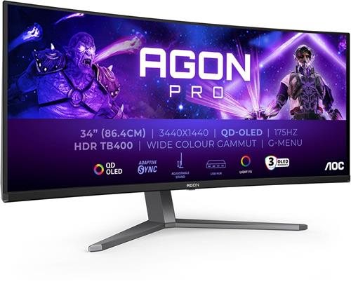 AOC AGON PRO AG346UCD - Ultrawide OLED Gaming Monitor - USB-C 90w - 170hz - 34 inch