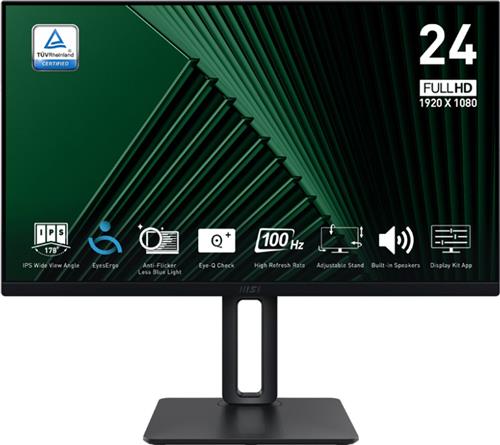 MSI PRO MP245PG - Full HD Monitor - 100hz - 24 inch - Speakers - 4 Way Adjustable