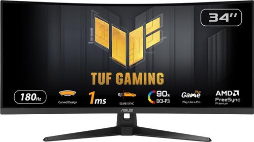 ASUS TUF Gaming VG34VQ3B - WQHD Ultrawide Gaming Monitor - 180Hz - FreeSync Premium - USB Hub - 34 Inch