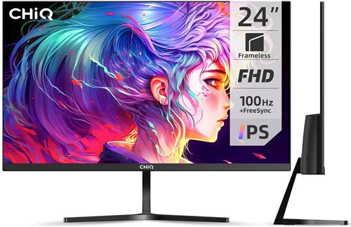 CHiQ 24F650 - 24 Inch Monitor - Full HD (1920x1080) - IPS - 100Hz - Ultradunne - 3-zijdig randloos - 99% sRGB - pc scherm - AMD FreeSync - HDMI/VGA/DP
