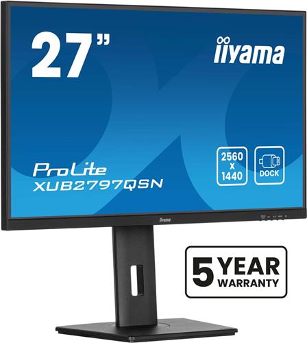 IIYAMA PROLITE XUB2797QSN-B2 - 27 inch - QHD - IPS - USB-Hub (4x) - Verstelbaar - USB-C Dock