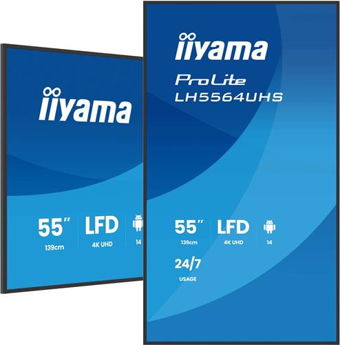 iiyama LH5564UHS-B1AG beeldkrant Digitale signage flatscreen 139,7 cm (55") Wifi 500 cd/m² 4K Ultra HD Zwart Android 24/7