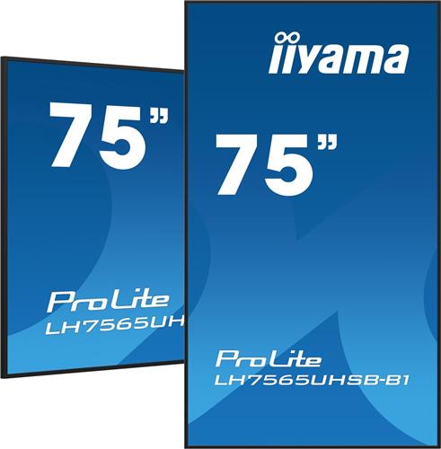 iiyama LH7565UHSB-B1 beeldkrant Kiosk-ontwerp 189,2 cm (74.5") LED Wifi 800 cd/m² 4K Ultra HD Zwart Type processor Android 11 24/7