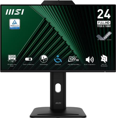 MSI Pro MP242PMG - Full HD IPS Monitor - 120Hz - 24 inch - Webcam - 4 Way Adjustable - Speakers