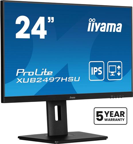 iiyama ProLite XUB2497HSU-B2 - LED-monitor 24" - 1920 x 1080 Full HD @100Hz - IPS - 300 cd/m² - 1300:1 - Met USB-hub en 150mm in hoogte verstelbare voet - Zwart