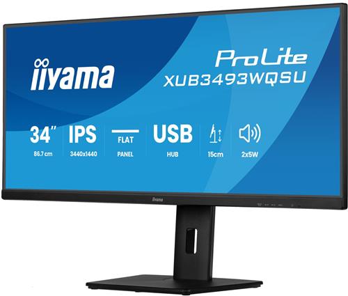 iiyama ProLite XUB3493WQSU-B6 - 34 inch - WQHD - IPS - USB-Hub (4x) - Verstelbaar