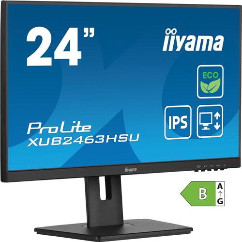 iiyama ProLite XUB2463HSU-B1 - 24 Inch - IPS - Full HD - USB-Hub - energie label B - Verstelbaar