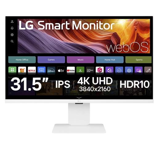 LG Smart 32U850SA-W 4K Ultra HD Smart Monitor - USB-C 90w - WebOS - Smart TV - Webcam - Wi-Fi - Apple Airplay - 32 Inch