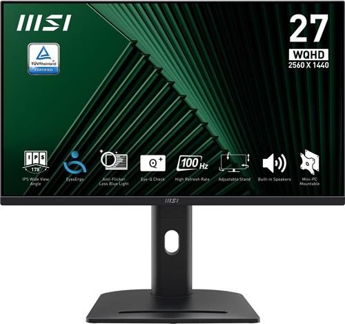 MSI Pro MP275QPG computer monitor 68,6 cm (27") 2560 x 1440 Pixels Wide Quad HD LCD Zwart