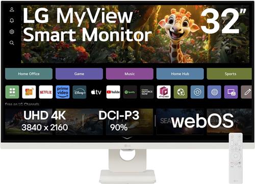 LG MyView Smart 32SR73U-W - 4K Ultra HD Smart Monitor - USB-C - WebOS - Smart TV - Wi-Fi - Apple AirPlay - 32 Inch
